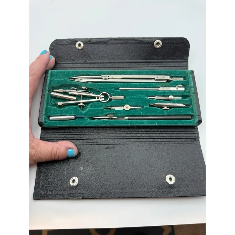 Vintage Drafting Tool Kit Instrument Set Compass With case, Made in Germany